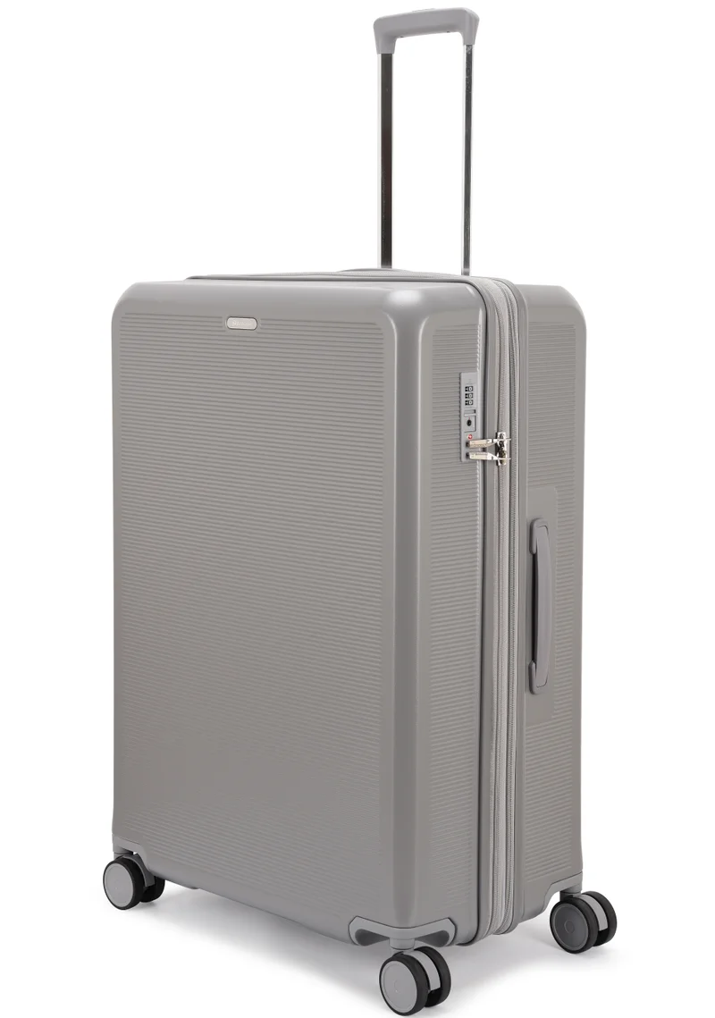 Echolac  Sense 56+67+78 Cm Hardcase Expandable 4-Double Wheeled 3 Piece Luggage Trolley Set - Silver  | Best Price UAE